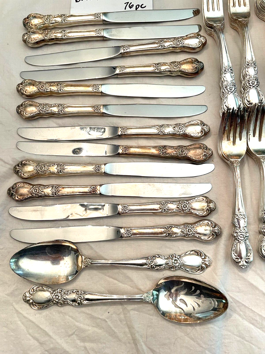 ROGERS SILVER PLATE HERITAGE FLATWARE SERVICE FOR 12 76 PIECE FREE