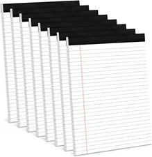 8 Pack White Legal Pads 8.5 x 11 Wide Ruled Note Pads 8.5 x 11" Legal Ruled