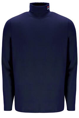Fila Vintage Men's 19th Classic Roll Neck Sweater Navy Blue F logo