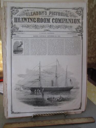 Impression vintage, BOSTON + LIVERPOOL, Lewis, Gleasons, septembre 1851 - Photo 1 sur 1