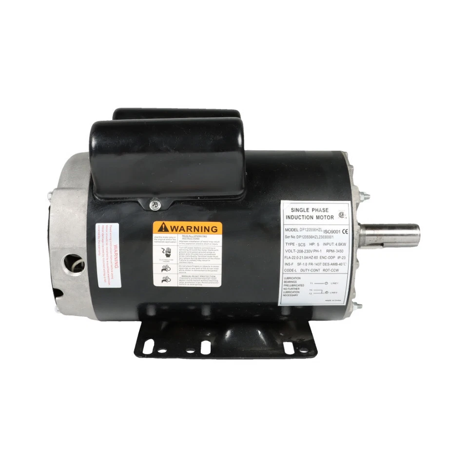7/8" 5HP Single Phase Electric Air Compressor Duty Motor 60Hz Shaft 3450 RPM - Image 3 of 4