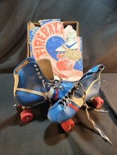 Vintage Women's Fireball Roller Derby Blue Roller Skates Size 6 Urethane Wheels