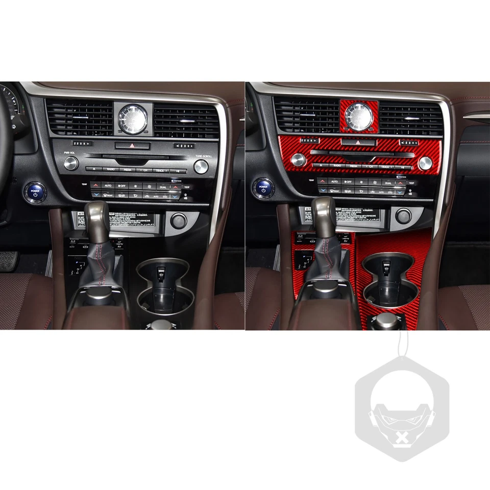 Kits de 20 piezas de molduras interiores completas de fibra de carbono roja para Lexus RX350 RX450H 2016-2019 Foto 3 de 4