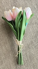 7 Real Touch Feel Artificial Tulip Stems Flowers Pink 11"