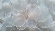 Eight (8) Clear Plastic Lid covers for Tin Cans. 4 different sizes.