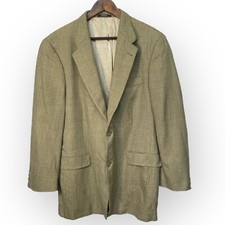 Hart Schaffner Marx Coat Men Size 44R Brown Wool Plaid Pockets Lined USA Made