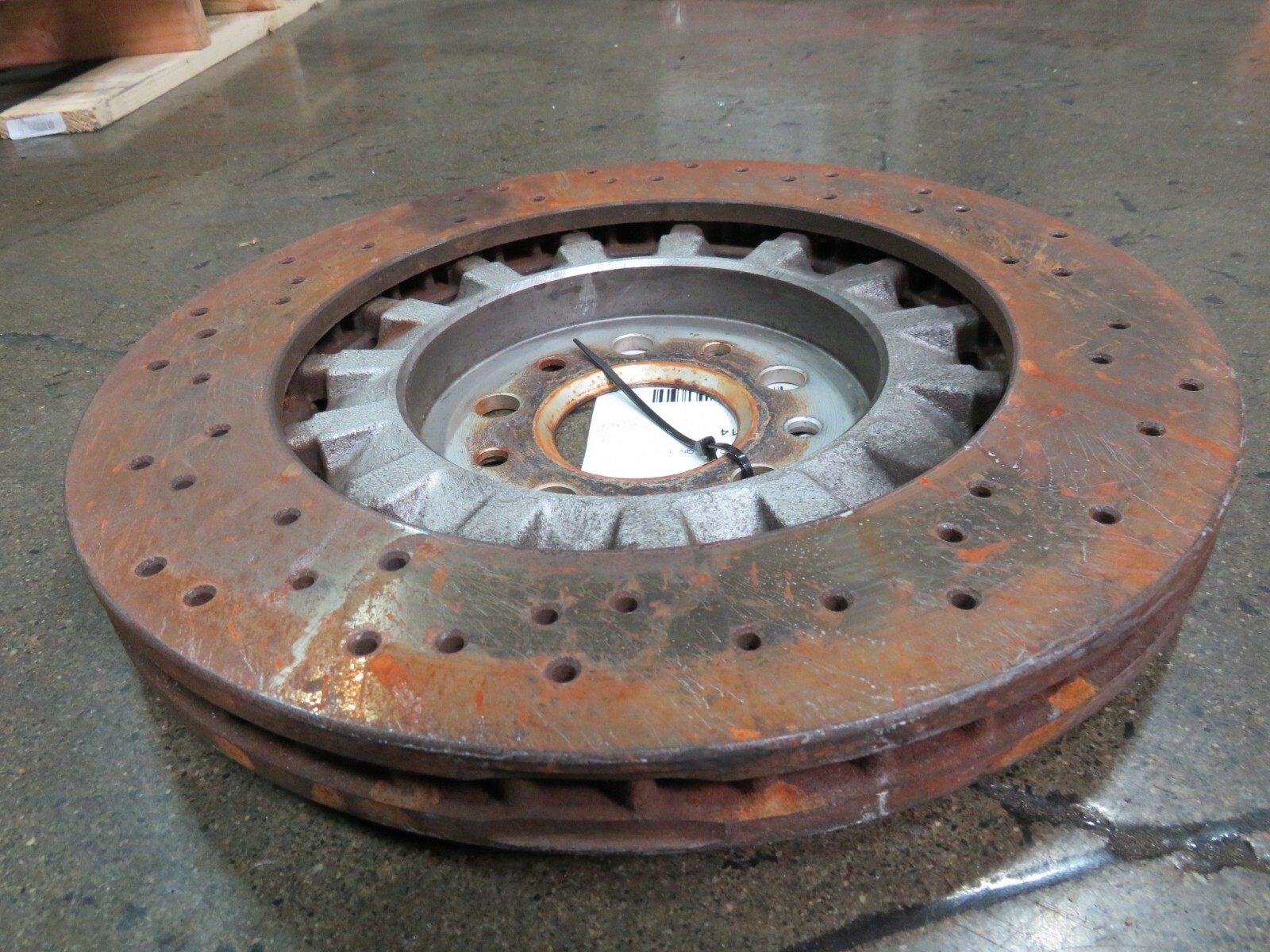 2014 Maserati Quattroporte, Front Brake Rotor, Cross Drilled, Used P/N 673003970
