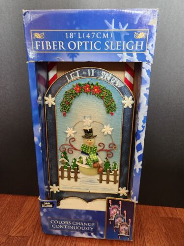 Christmas Fiber Optic Sleigh Snowman Let It Snow 18" - Afbeelding 1 van 7