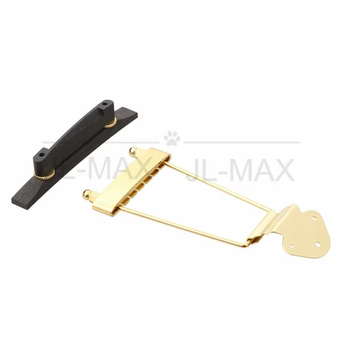 Gold Archtop Jazz Guitar 6 String Trapeze Tailpiece Bridge & Ebony Bridge