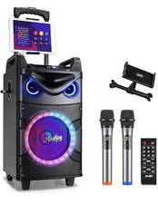 Moukey Portable Party Speaker Bluetooth Singing Machine With 2 Wireless Mics JP