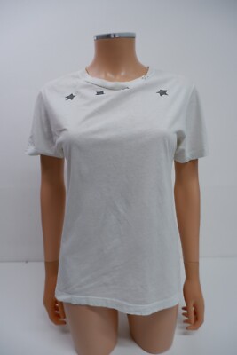 Saint Laurent Damen-T-Shirt Top Größe S Small weiß kurzärmelig Logodruck 