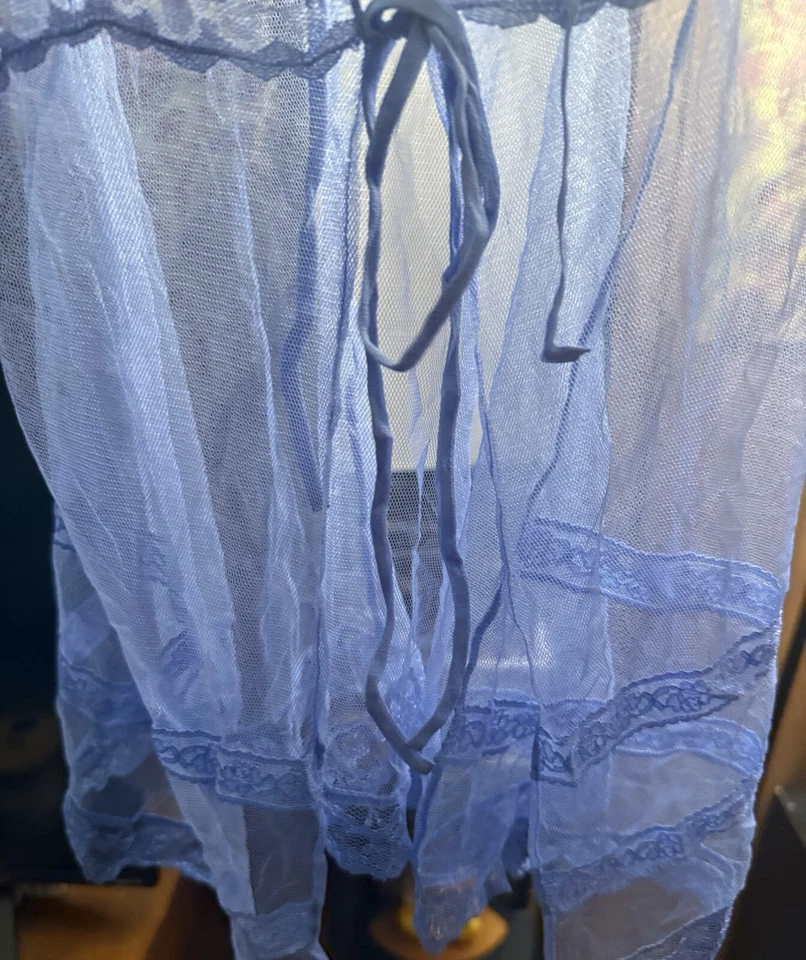 Lencería Babydoll Vintage Victoria's Secret Y2K Azul Transparente Fly-Away Talla Pequeña Foto 3 de 4