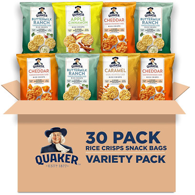Rice Crisps, Gluten Free, 4 Flavor Sweet and Savory Variety Mix, Single Serve, 3