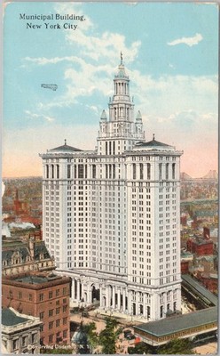 NYC Municipal Building Postcard 1920 Irving Underhill Airship