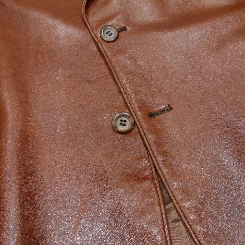 Vintage Cortefiel Brown Patina Soft Leather 2-Btn Sport Coat Jacket - 40 R - Image 4 of 4