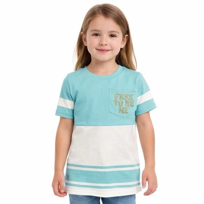 Wishful Park Girls Sequin Graphic Tee Cute  Free To Be Me  Blue White NWT S