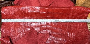 12 Foot Wild Alligator Belly Hide Leather In Red