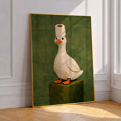 Funny Duck Bathroom Poster Vintage Animal Wall Art