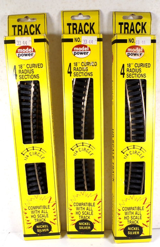 (3) CAJAS NUEVAS VINTAGE #3344 MODELO POTENCIA NÍQUEL PLATA HO 18" RADIO CURVO PISTA | Zustand: New