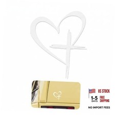 Love Cross Car Sticker Decal, Waterproof Auto Vinyl Heart Cross Stickers, White