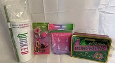 Dunkin Donuts Wicked Cup, Topper, Pink Cup Sleeve, Munchkins Tin Elphaba Glinda
