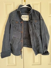 Abercrombie  Fitch Kids Unisex Navy Button  Zip Military Style Field Jacket