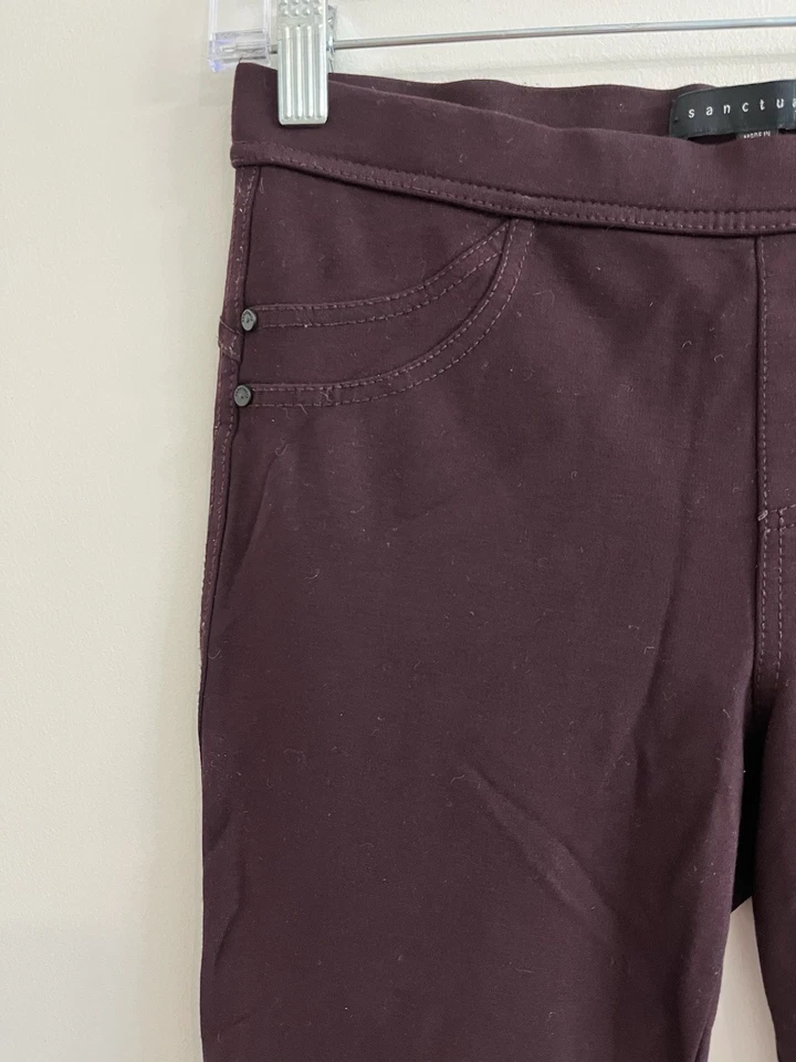 Pantalones Legging Sanctuary Pull On Ajustados Tejido Ponte Borgoña Talla S Retro Foto 4 de 4