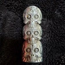 Three Skull Face Metal Lighter Case Cover Fits Standard Bic Lighter