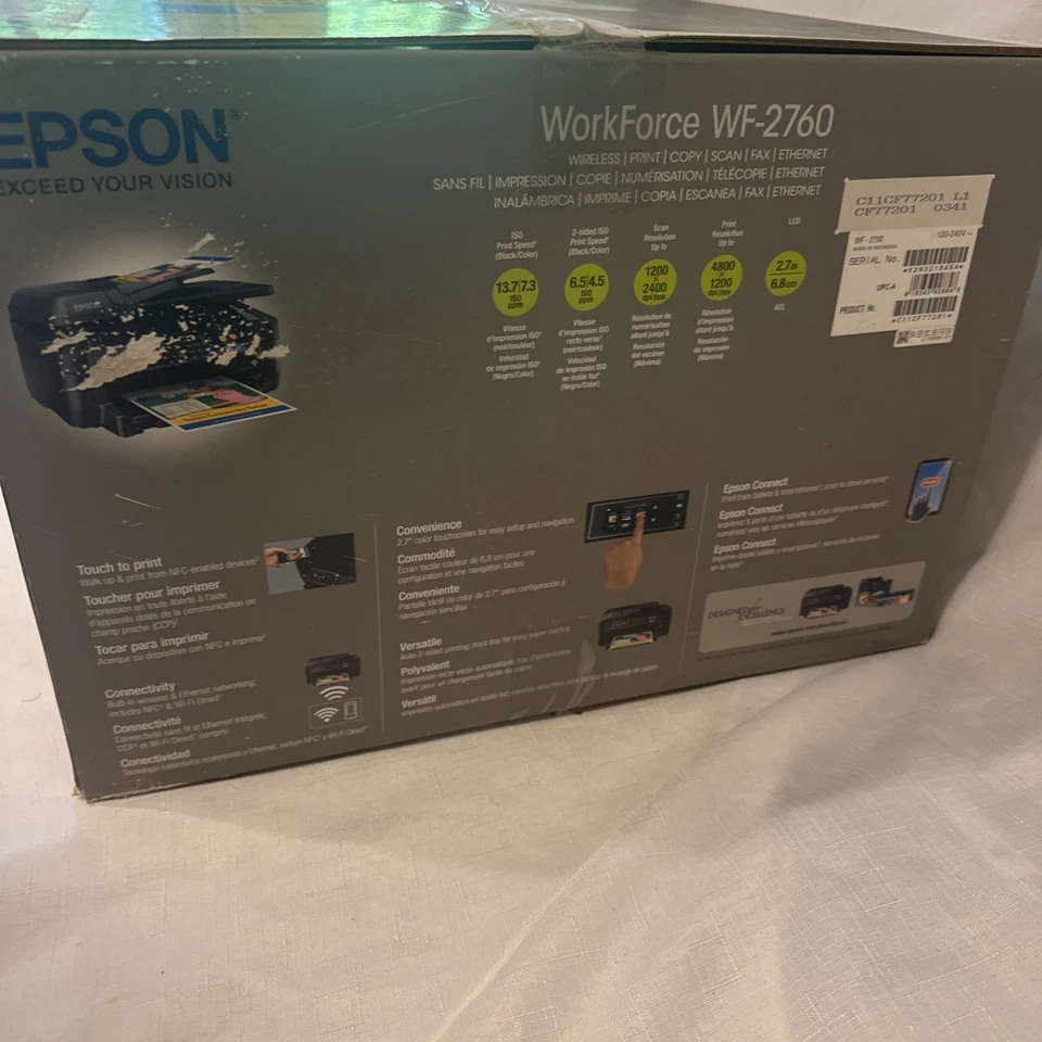 Epson Workforce WF-2760 All-In-One InkJet Printer 5K Pg Ct Ink Incl. - Image 4 of 4