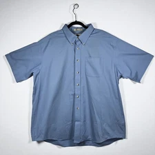 VTG L.L.Bean Mens Shirt XXL Reg Blue Button Down Short Sleeve Wrinkle Resistant