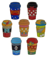 Character Coffee Cups 7 Specific Pin Set Disney Park Trading Pins Brand New