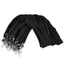50-Pack Black Lanyards for ID Badges with Swivel J-Hooks - Neck Lanyard bulk ...