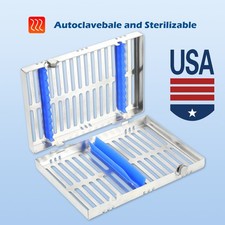 DENTAL AUTOCLAVE STERILIZATION CASSETTE RACK BOX TRAY FOR 10 INSTRUMENTS