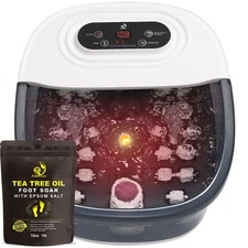 Foot Spa Bath Massager with Heat Bubbles and Vibration Massage Jets, Grey 