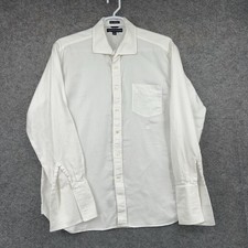 Tommy Hilfiger Dress Shirt Mens XL White Solid 100s 2 Ply Cotton Long Sleeve