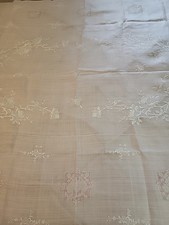 Grande tovaglia italiana in lino con rete e ago in pizzo 68 x 86