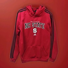 Adidas Youth XL 18 red NC State Wolfpack hoodie w black stripes Climawarm 2013
