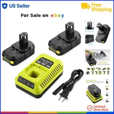 2Pack 18V Lithium Battery with Charger Replacement for Ryobi ONE Plus Tools