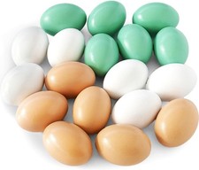 18 PCS 3 Colors Wooden Fake Chicken Eggs,Wood Nest Egg Faux Egg for Crafts,Nesti