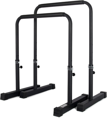 POWER GUIDANCE Dip Barren Dip Bar Quadratische breite Stützfüße 77-98cm, schwarz