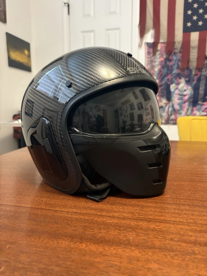 Casco de motocicleta de carbono Shark Sdrac 2 talla mediana con visera y bolsa de transporte Foto 3 de 4