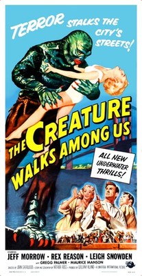 THE CREATURE WALKS AMONG US  (1956)  41''x79''  HUGE sci-fi monster movie poster!