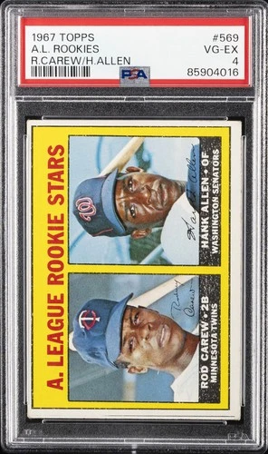 1967 TOPPS ROD CAREW/HANK ALLEN  #569 A.L. ROOKIES ROOKIE RC PSA 4