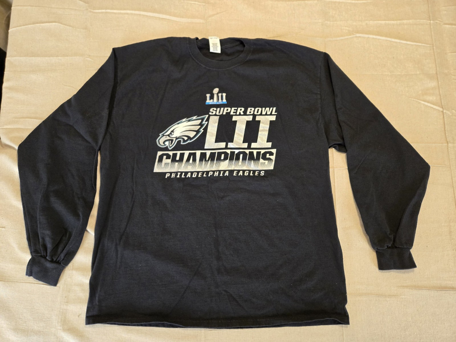 Philadelphia Eagles Super Bowl LII Champions Long Sleeve Shirt XL Black