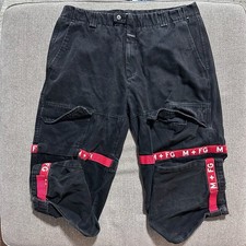 Vtg Marithe Francois Girbaud Black Cargo Pants Red M Logo Tape Baggy Y2K 42M