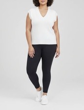 H&M Womens S White Viscose/Poly Knit V-Neck S...