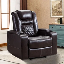 CANMOV Electric Recliner Chair, Leather Home Theater Seating