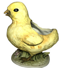 Vintage Lefton Chick Planter Spring Bisque Hand Painted Made in Japan 1960's