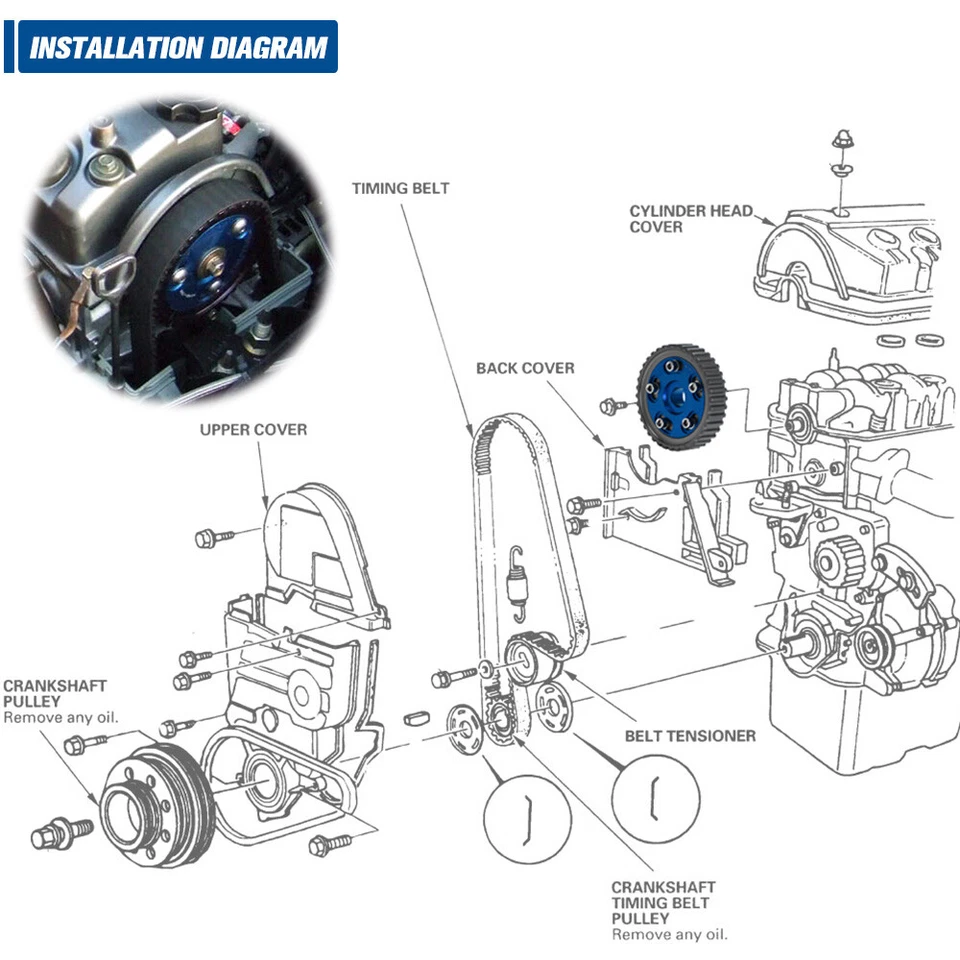 Poleas de engranaje de distribución de aleación de engranaje de leva ajustable para Honda Civic Sohc D15/D16 Foto 2 de 4