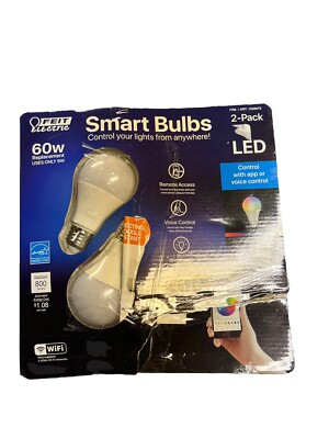 Feit Electric 60W Smart Wi-Fi LED Farbveränderung Dimmbar Glühbirne 2Pk